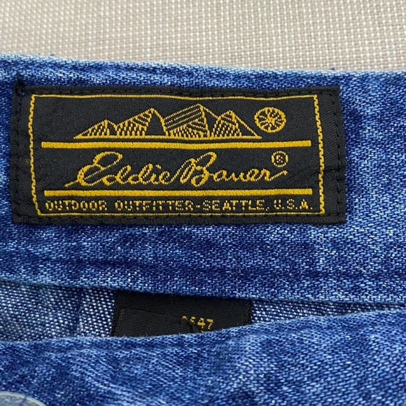 Eddie Bauer denim wrap skirt with‎ buffalo plaid lining - Picture 5 of 8